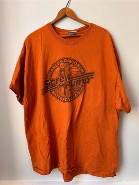 Harley Davidson Y2K Shirt Mens XL Orange Tee Screw The Pump Altoona PA